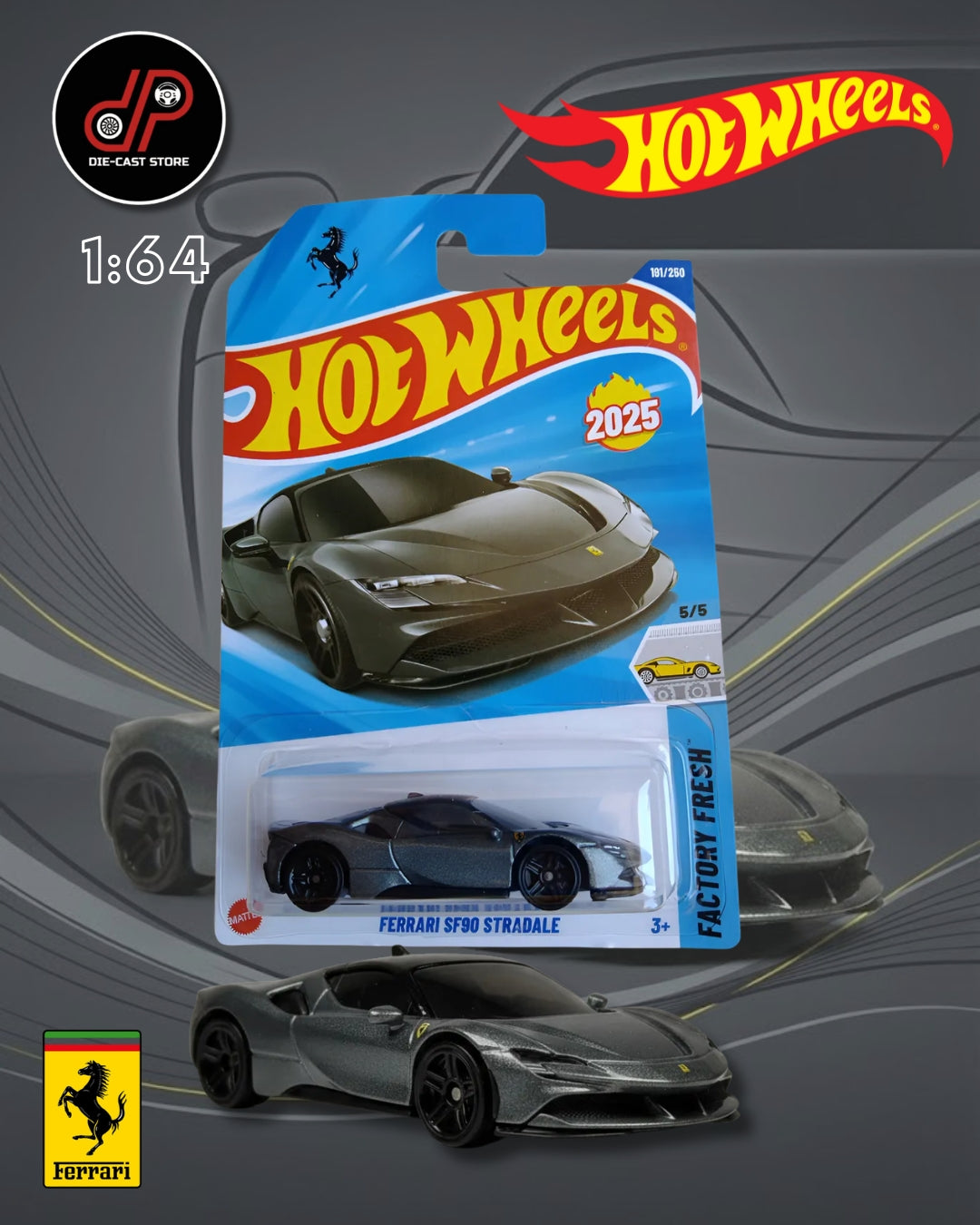 HOT WHEELS MAINLINE FERRARI SF90 STRADALE GREY
