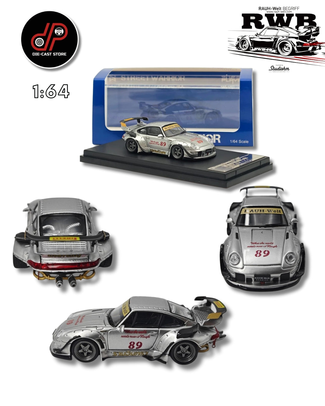 STREET WARRIOR 1/64PORSCHE RWB 993 RAUH-WELT WIDE BODY MODIFICATION DIECAST MODEL CAR-#89