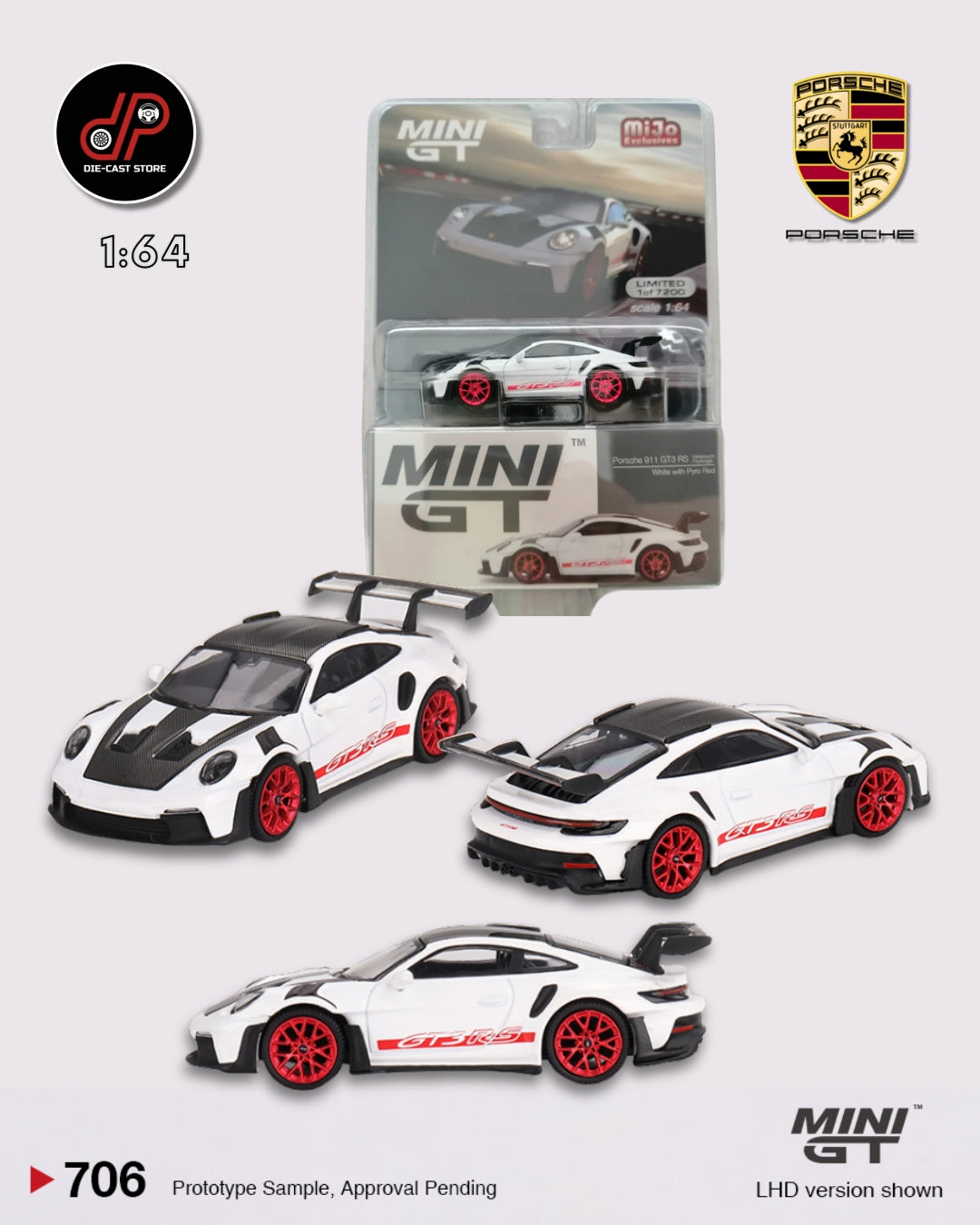 MGT00706 Porsche 911 (992) GT3 RS Weissach Package White with Pyro Red