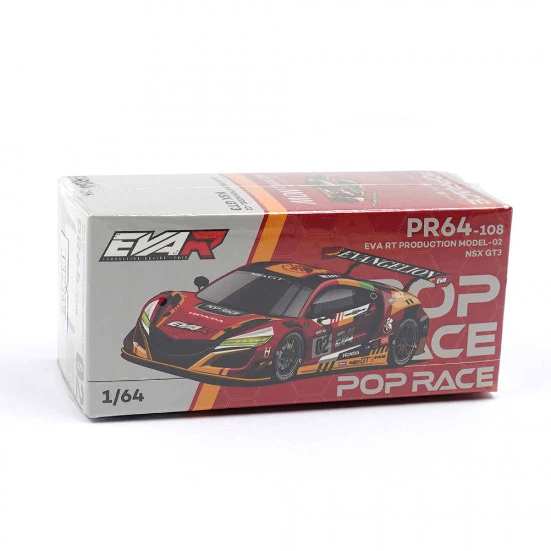 POP RACE 1/64 HONDA NSX GT3 EVO22 EVA RT PRODUCTION MODEL-02 DIECAST SCALE MODEL CAR