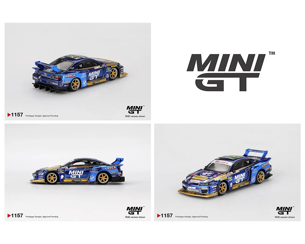 *MGT01157 1:64 Nissan LB-Super Silhouette S15 SILVIA #555 Team MINI GT Liberty Walk 2025 Formula Drift – Chrome Blue