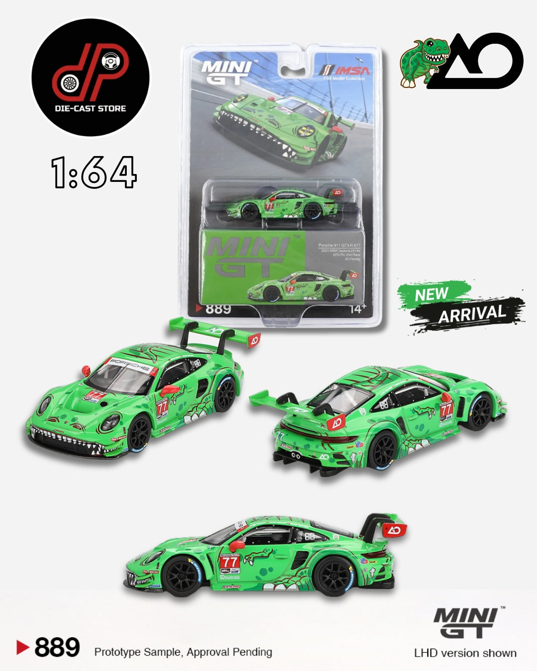 MGT00889 PORSCHE 911 GT3 R #77 AO RACING 2024 IMSA DAYTONA 24 HRS GTD PRO 2ND PLACE