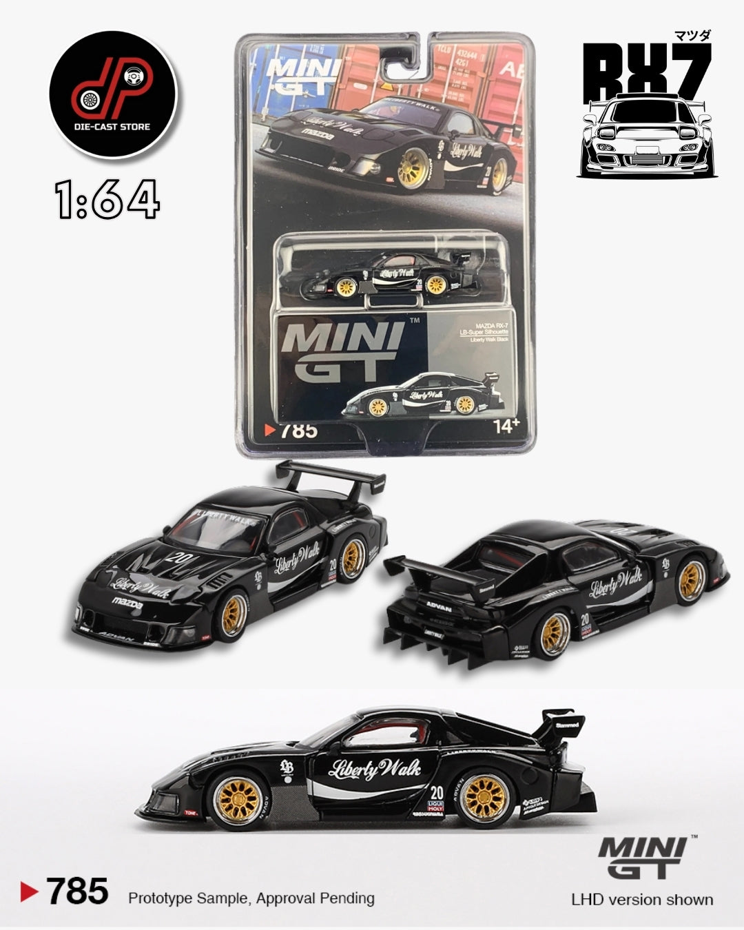 MGT00785 MAZDA RX-7 LB-SUPER SILHOUETTE LIBERTY WALK BLACK