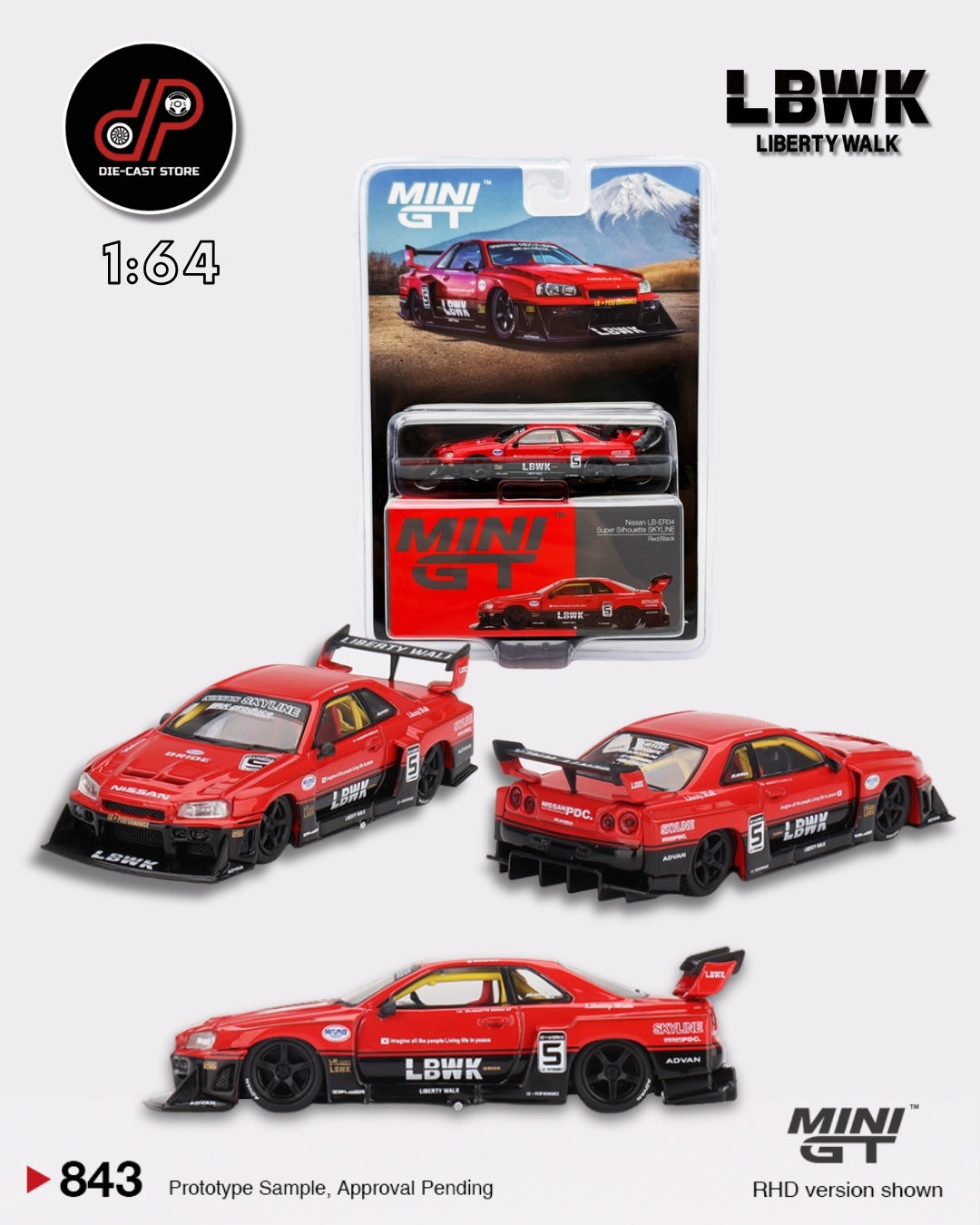 MGT00843 NISSAN LB-ER34 SUPER SILHOUETTE SKYLINE RED/BLACK