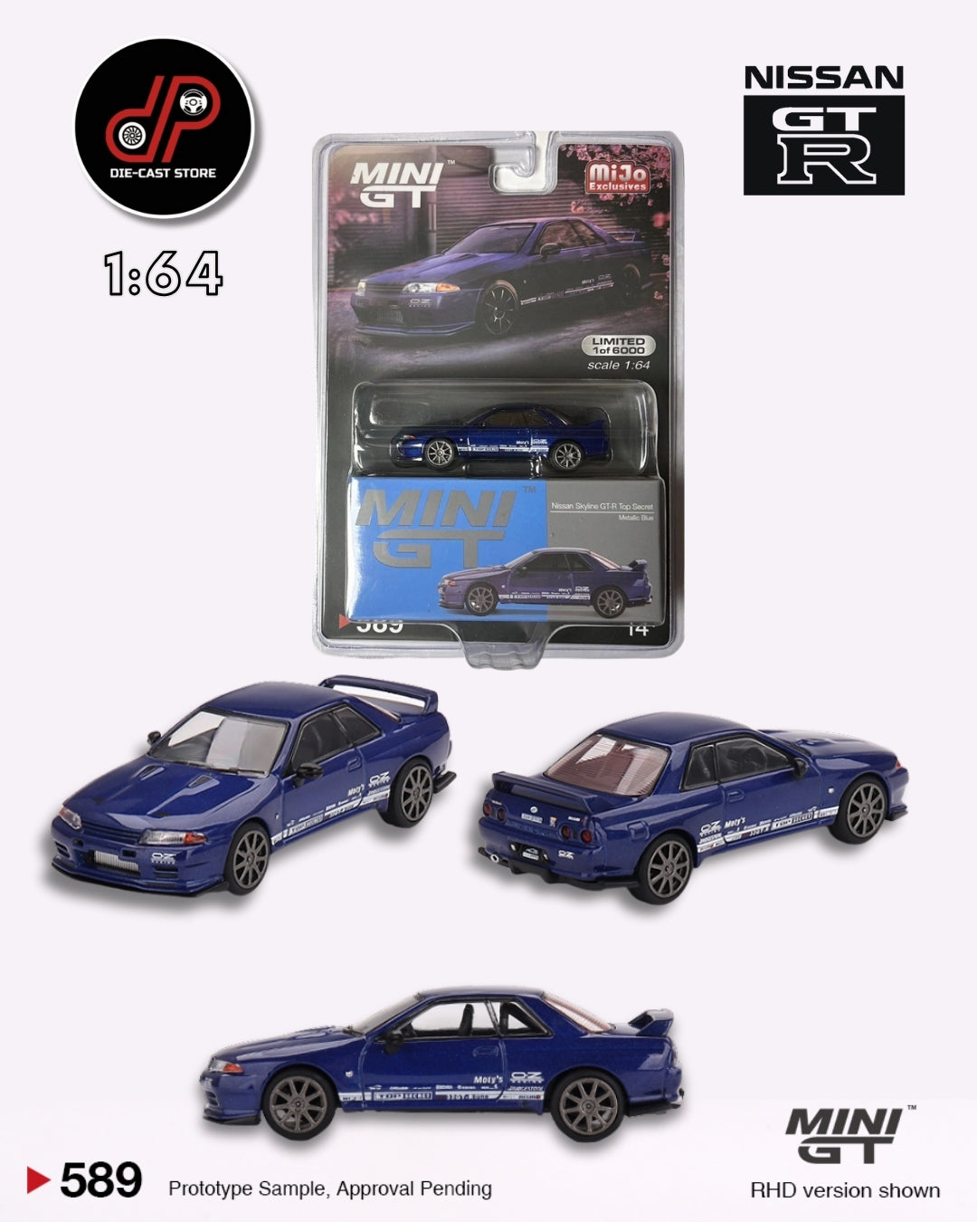 MGT00589 Nissan Skyline GT-R Top Secret VR32 Metallic Blue RHD MINI GT