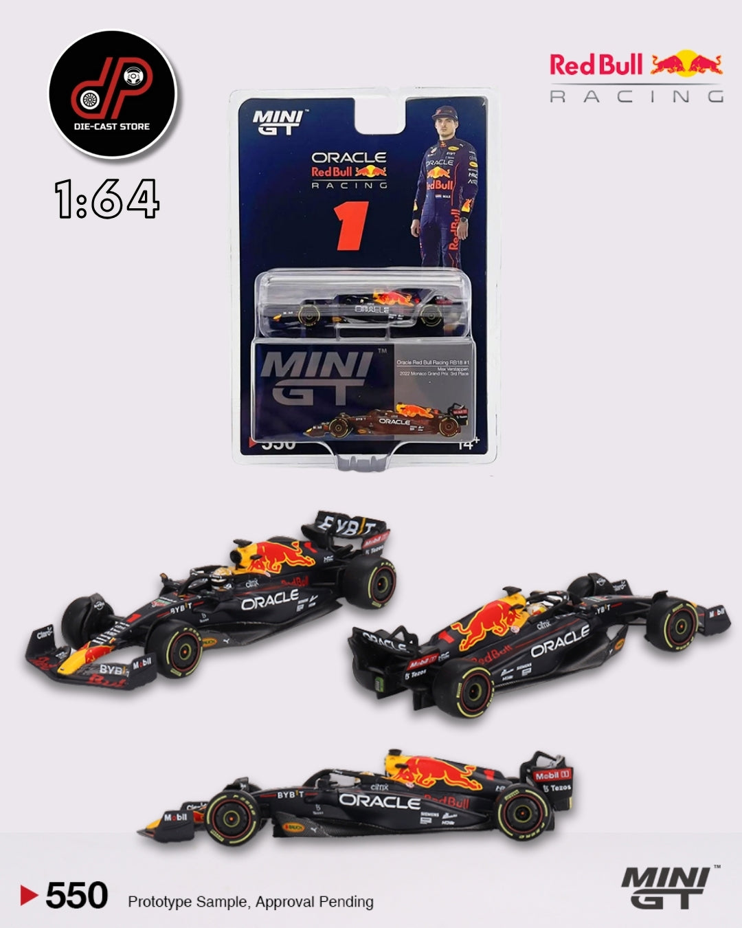 MGT00550 Oracle Red Bull Racing RB18 #1 Max Verstappen 2022 Monaco Grand Prix MINI GT