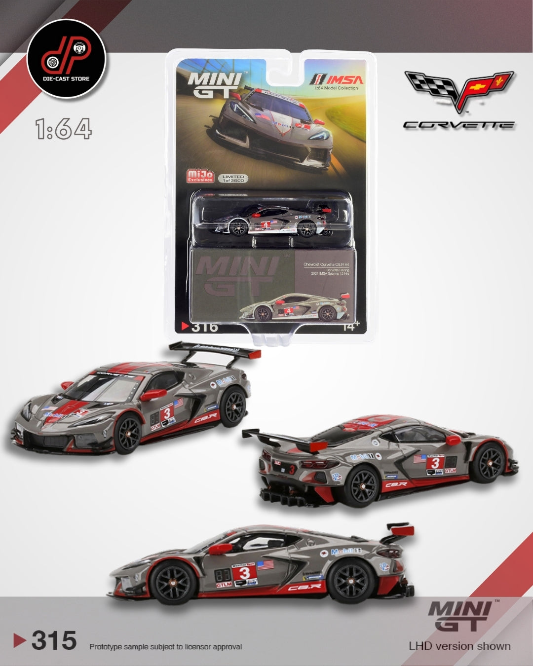 MGT00315 Chevrolet Corvette C8.R #3 2021 IMSA Sebring 12 Hours MINI GT