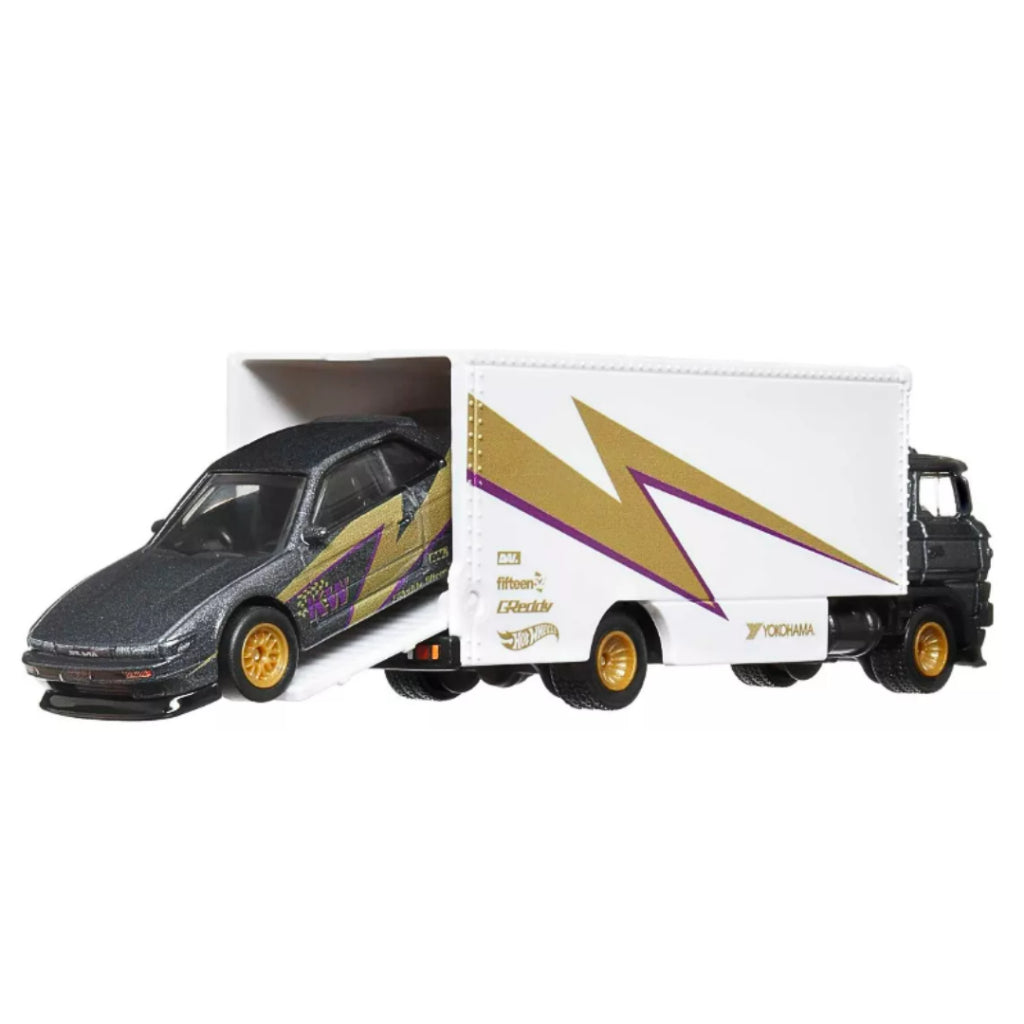 Hot Wheels Premium - Team Transport - #52 Nissan Silvia (S13) K&W & Sakura Sprinter