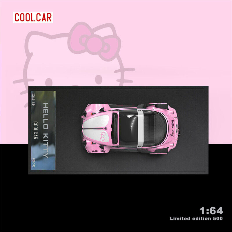 COOL CAR VOLKSWAGEN BETTLE LIGHT PINK Hello Kitty Scale 1:64