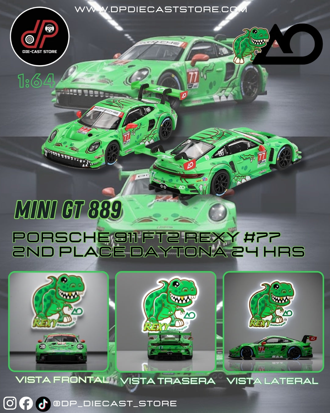 MGT00889 PORSCHE 911 GT3 R #77 AO RACING 2024 IMSA DAYTONA 24 HRS GTD PRO 2ND PLACE