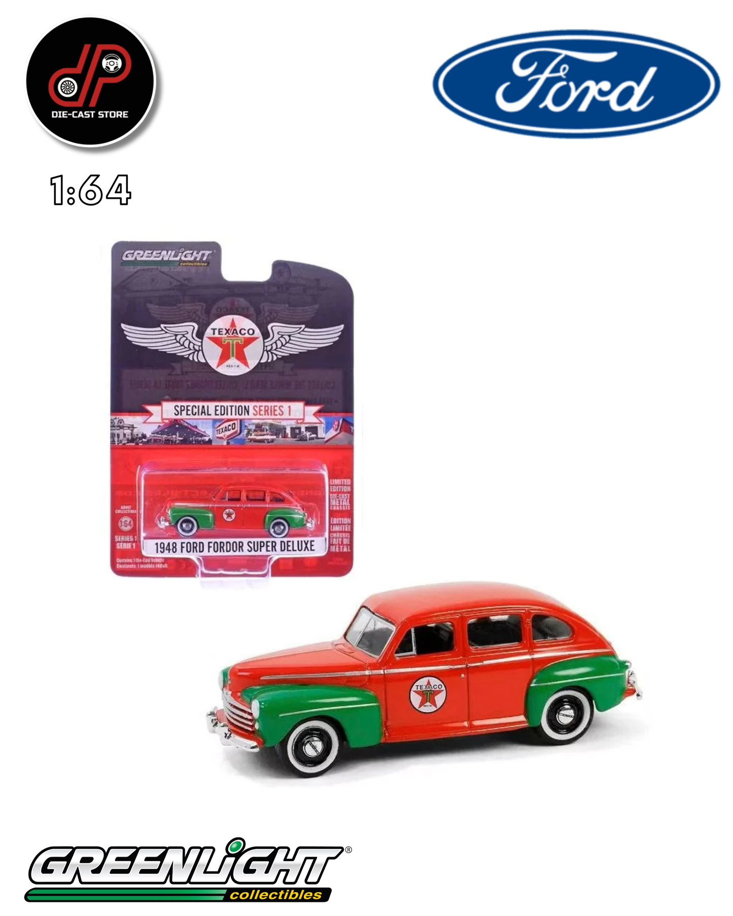 GREENLIGHT 1:64 –TEXACO 1948 FORD FORDOR SUPER DELUXE