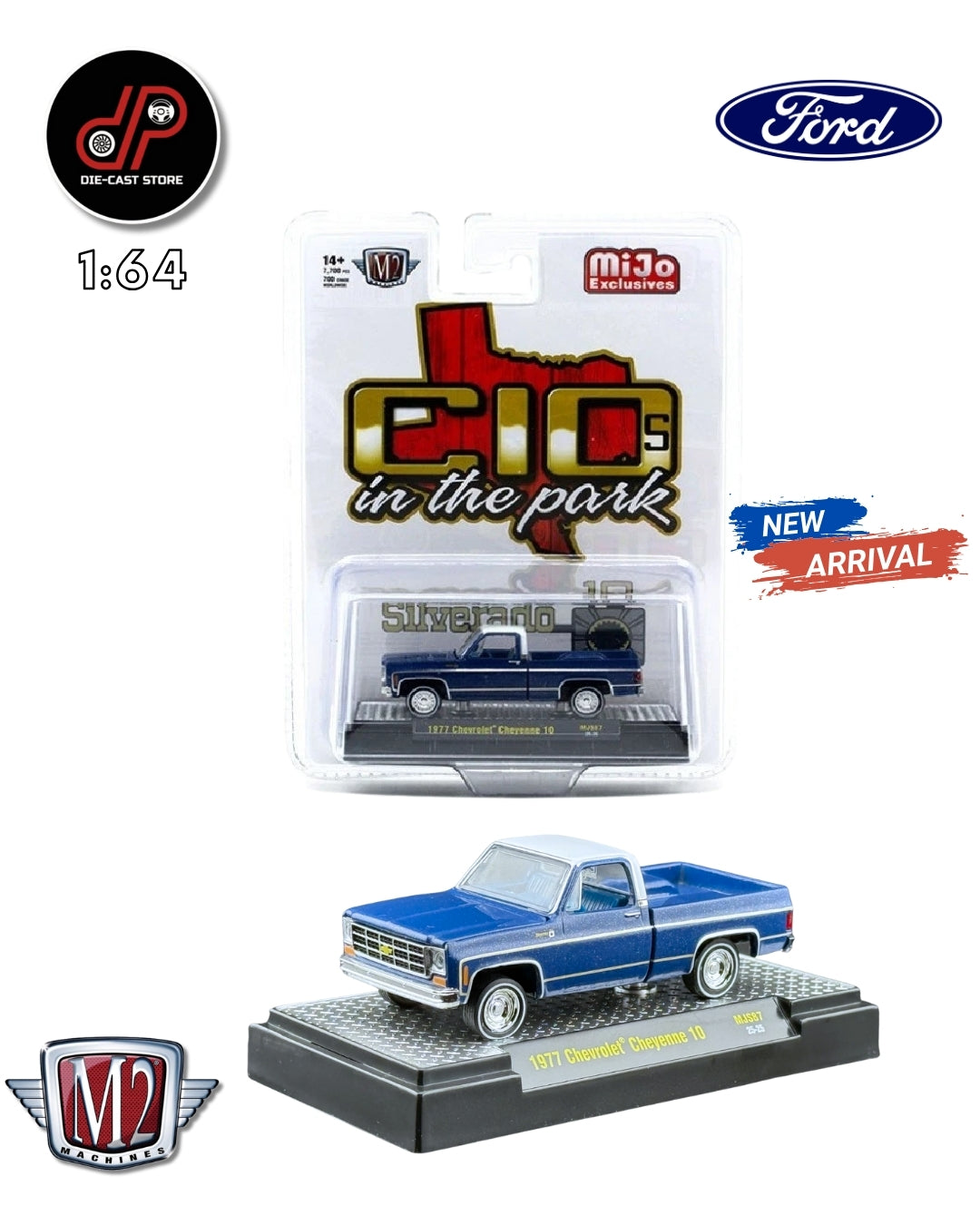 M2 MACHINES 1:64 CHEVROLET CHEYENNE 1977 C10 BLUE C10S IN THE PARK 31500-MJS87-P5