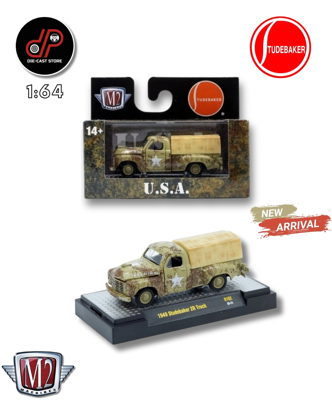 M2 MACHINES 1:64 AUTO THENTICS R102 TRUCK STUDEBAKER 2R 1949