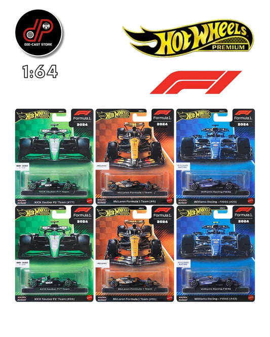 2025 HOT WHEELS 1:64 PREMIUM FORMULA 1 - 2024 SEASON - F1 MIX 2 - SET OF 6 CARS
