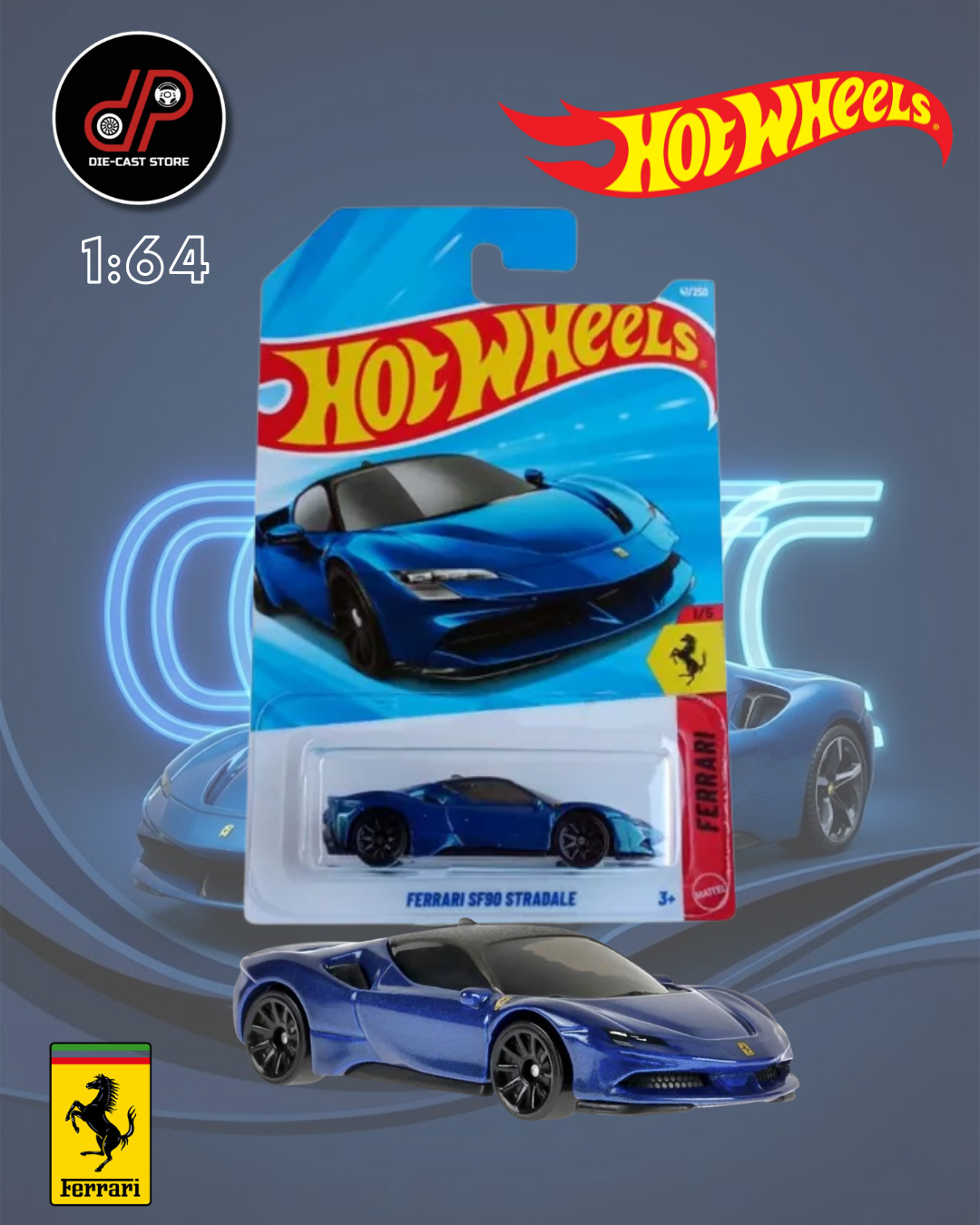 HOT WHEELS MAINLINE FERRARI SF90 STRADALE BLUE