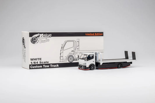 Custom Flatbed Tow Truck - Metallic White – Horizon Diecast MICRO TURBO