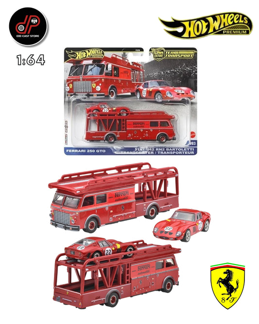 HOT WHEELS PRREMIUM TEAM TRANSPORT FERRARI 250 GTO / FIAT 642 RN2 BARTOLETTI TRANSPORTER