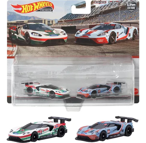 6 Ford Gt Race & '16 Ford Gt Race Pack 2 HOT WHEELS PREMIUM