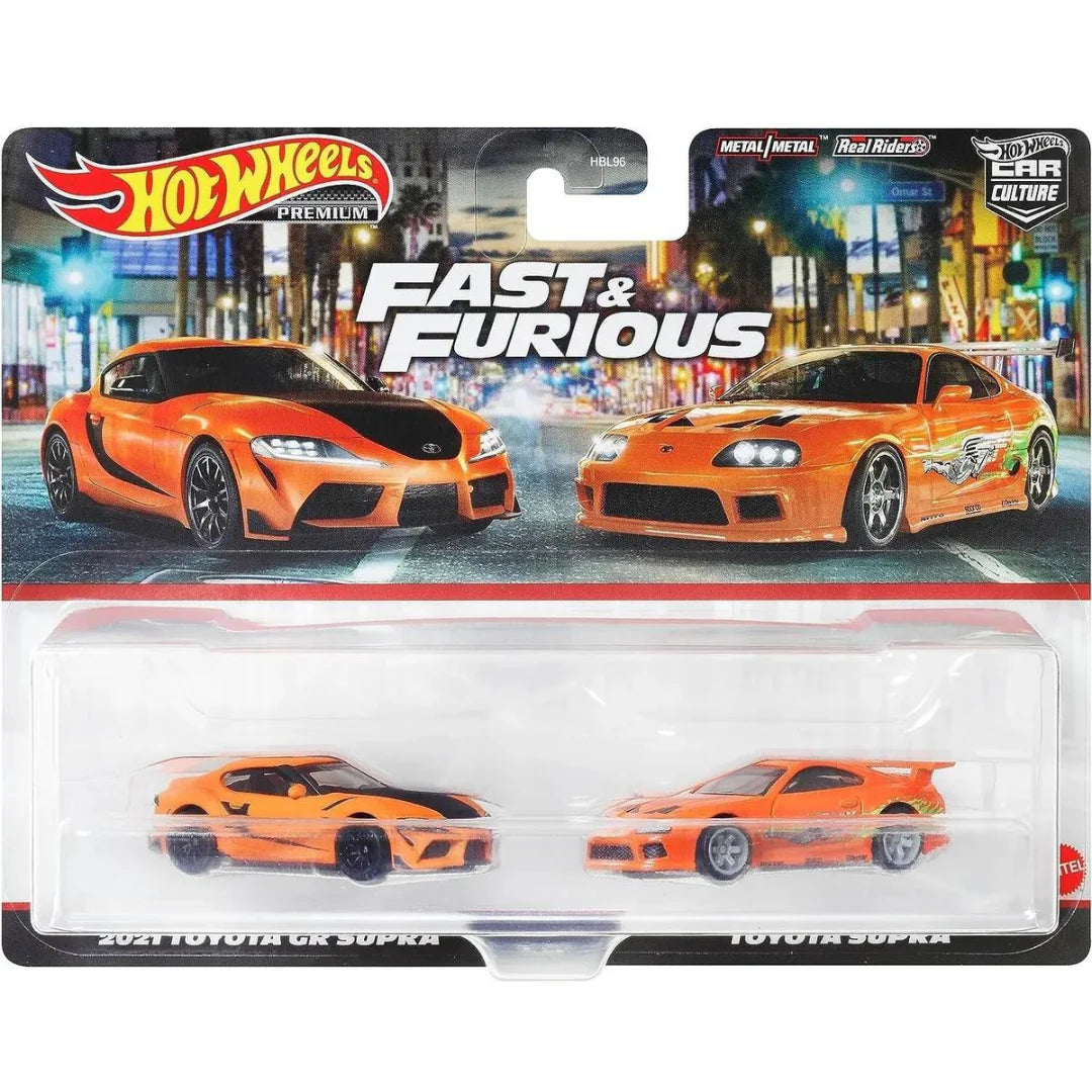 Pack dúo 2 Fast and Furious Hot Wheels Premium Toyota Supra GR HOT WHEELS PREMIUM