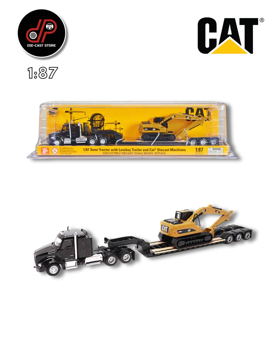 KENWORTH T880 SBFS 40″ SLEEPER TRACTOR UNIT WITH LOW PLATFORM TRAILER AND CATERPILLAR 320D L EXCAVATOR