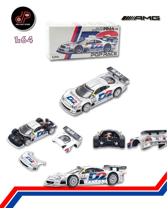 POP RACE #95 1:64 MERCEDES BENZ CLK AMG GTR -1997 FIA GT D2 PRIVAT GREY