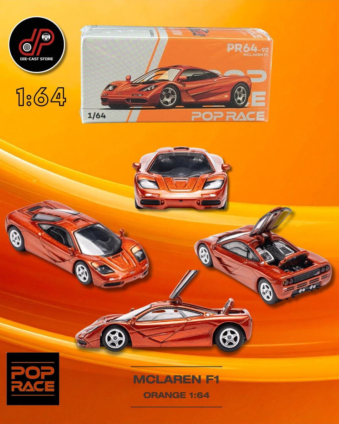 POP RACE 92 McLAREN F1 NARANJA Scale 1:64