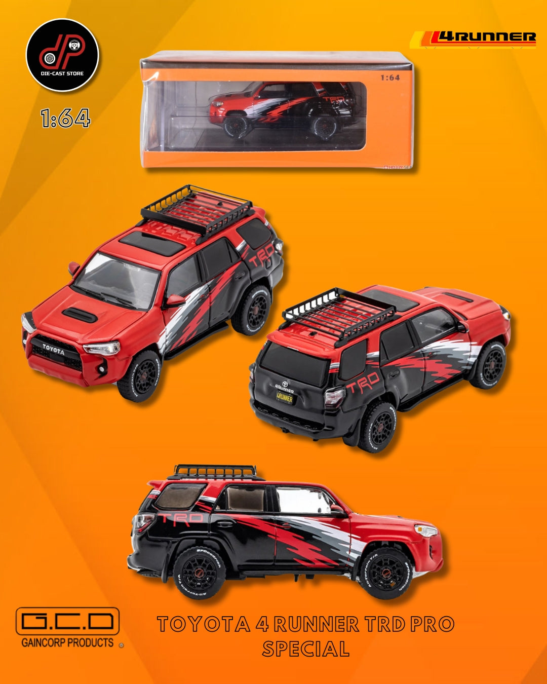 GCD 1:64 TOYOTA 4 RUNNER TRD PRO SPECIAL RED/BLACK