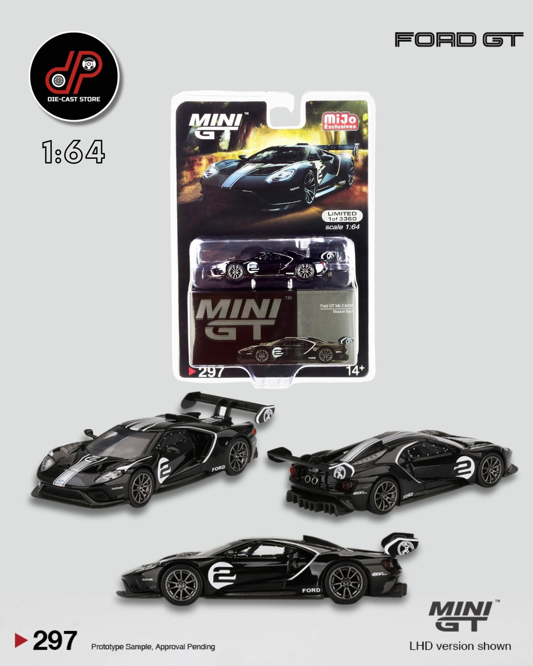 MGT00297 - SHADOW BLACK - FORD GT MK II #2 MINI GT