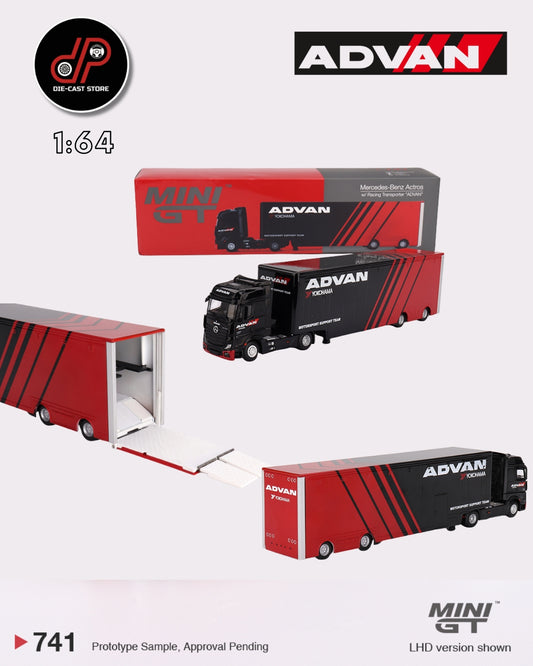 MINI GT MGT00741 – Mercedes-Benz Actros with Racing Transporter “ADVAN”