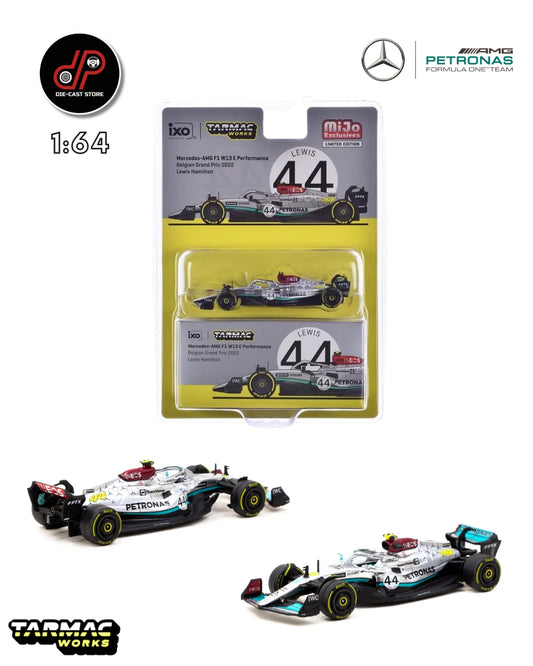 TARMAC WORKS 1/64 MERCEDES-AMG F1 W13 E PERFORMANCE BELGIAN GRAND PRIX 2022 LEWIS HAMILTON #44