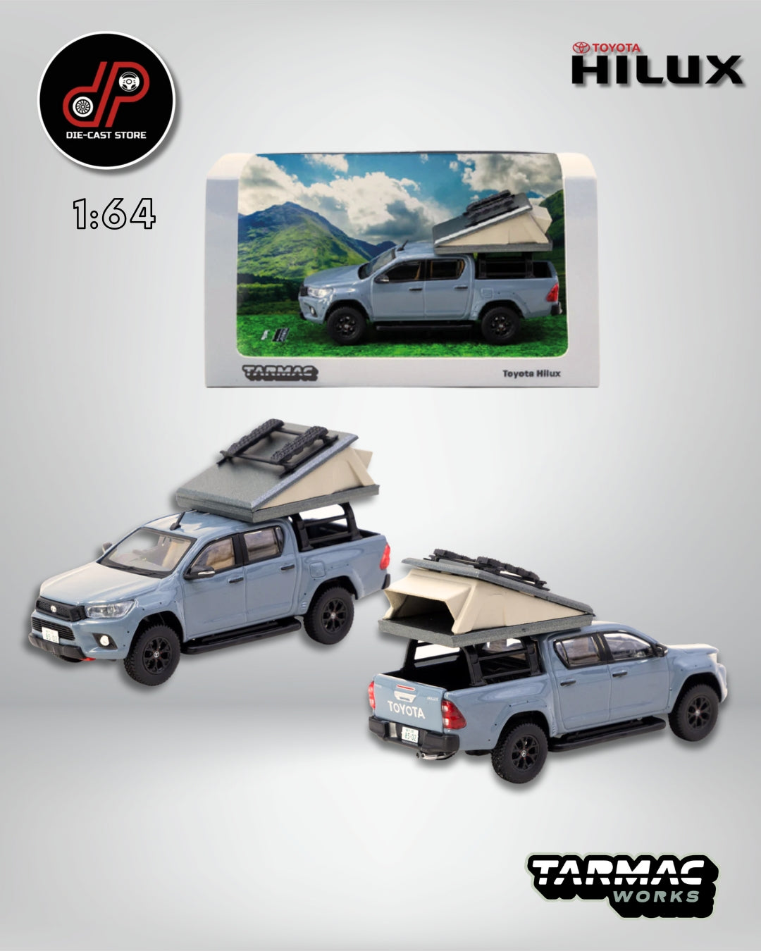 TARMAC WORKS 1:64 HILUX GREY