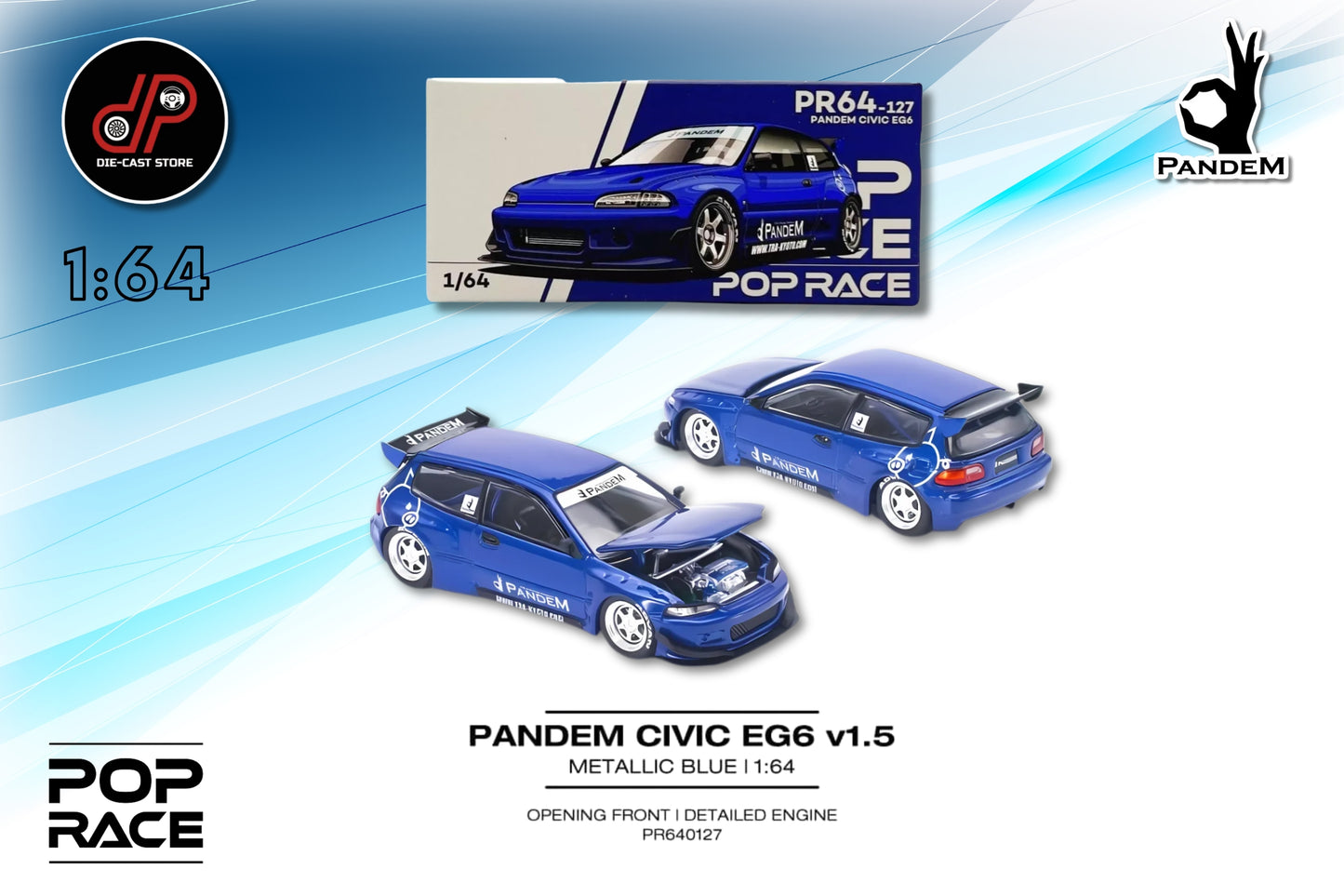 POP RACE #127 HONDA CIVIC EG6 1.5V BLUE