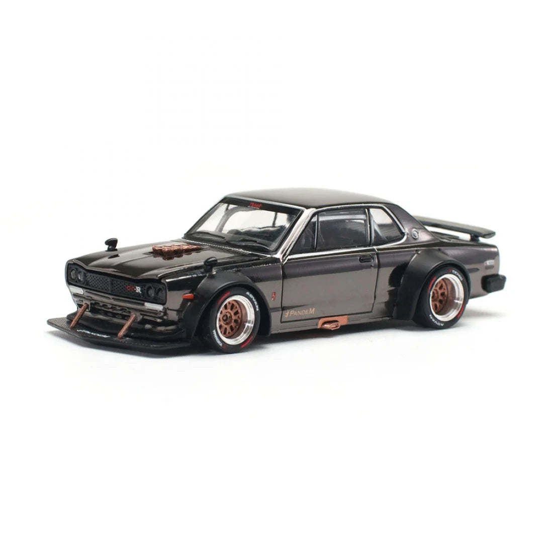 POPRACE 1/64 NISSAN SKYLINE GT-R V8 DRIFT HAKOSUKA DARK CHROME DIECAST SCALE MODEL CAR