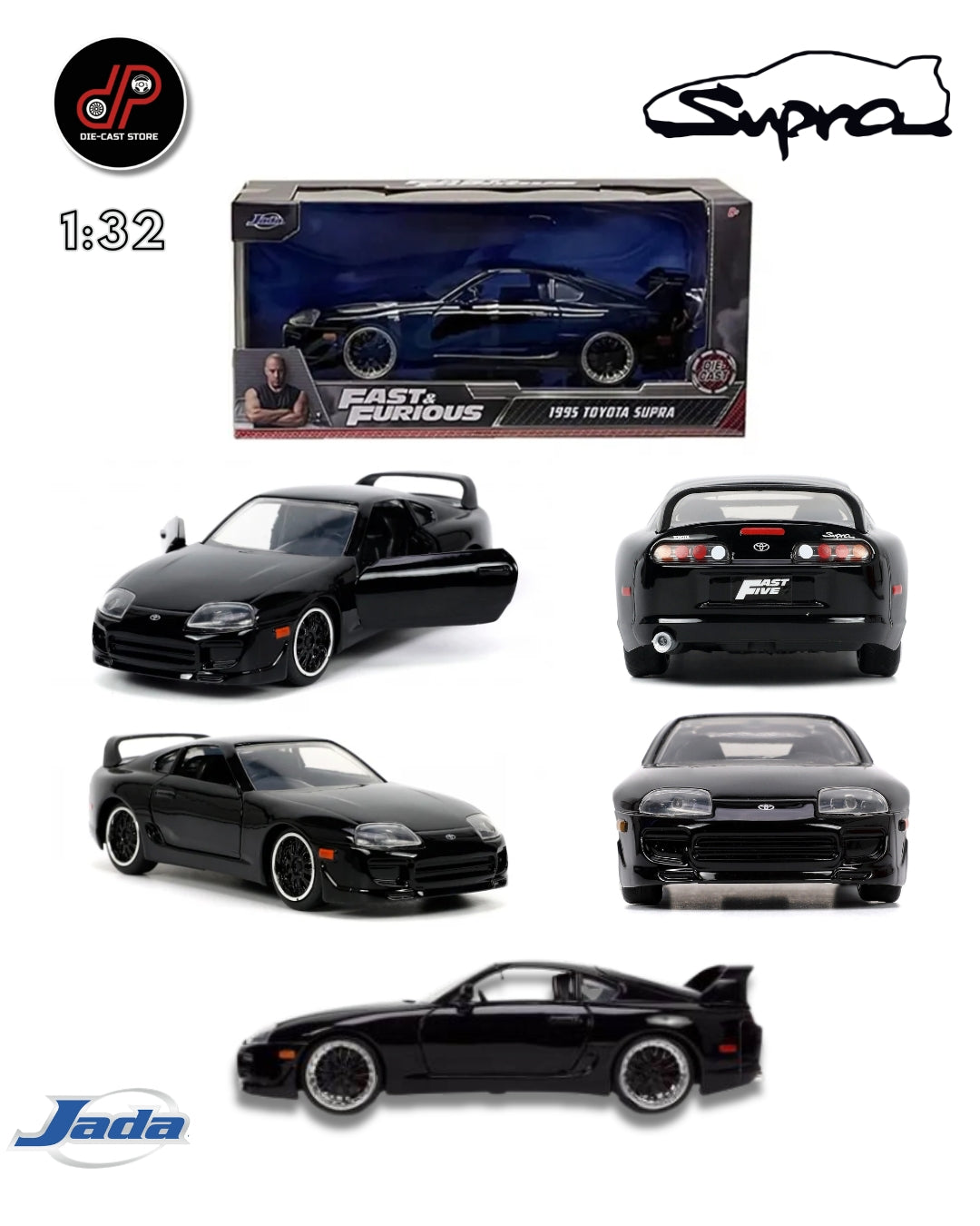 JADA 1:32 FAST & FURIOUS 1995 TOYOTA SUPRA BLACK