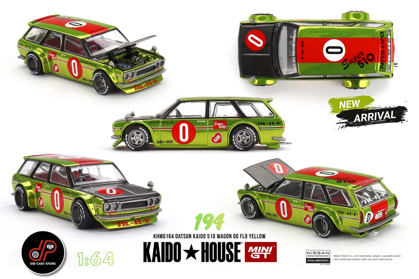 KHMG164 Datsun KAIDO 510 Wagon OG Flo Yellow