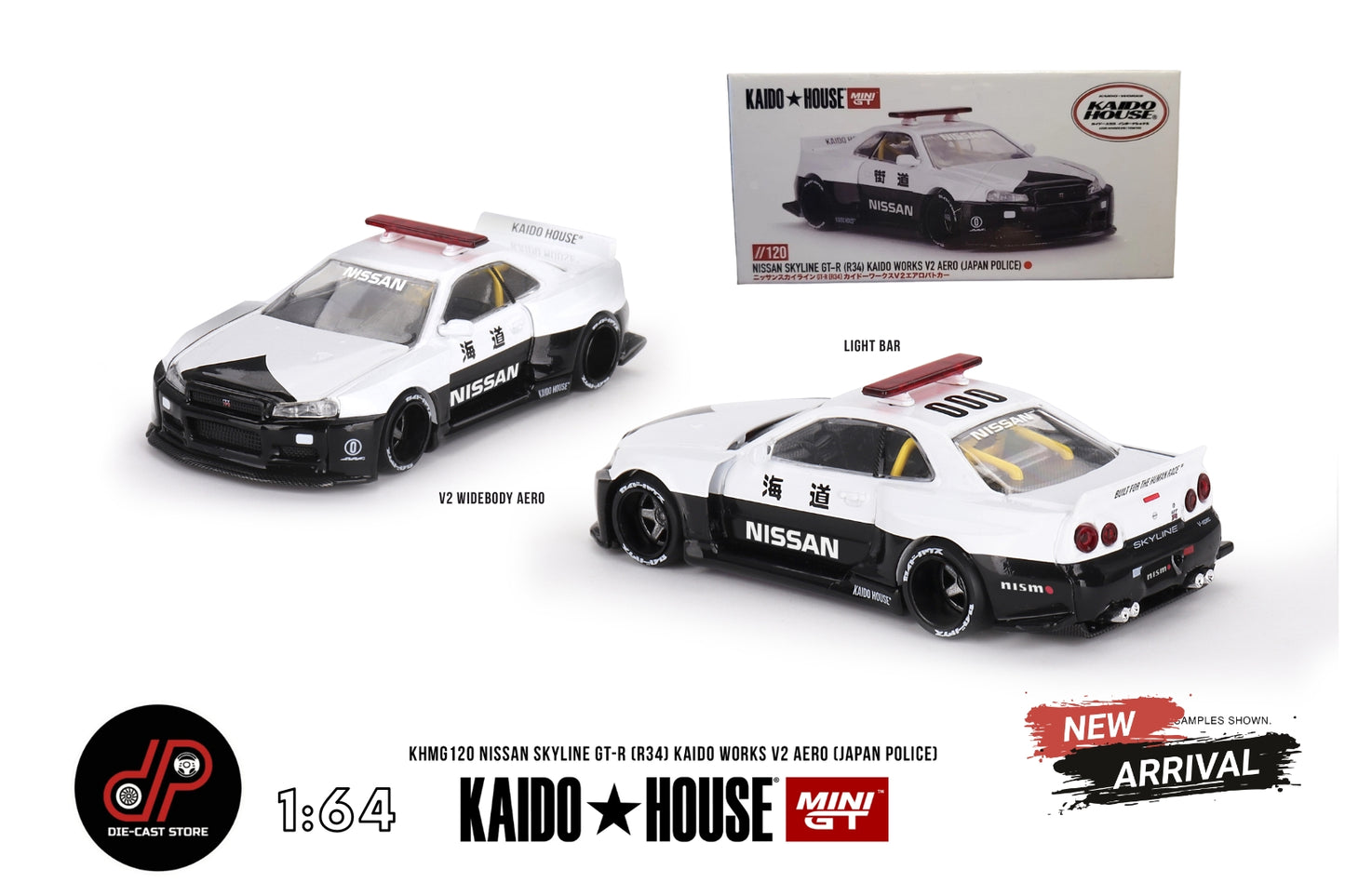 KHMG120 NISSAN SKYLINE GT-R R34 KAIDO WORKS (V2 AERO) POLICE