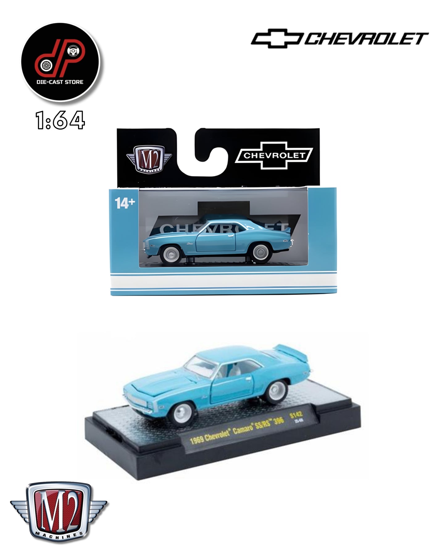 M2 MACHINES S142 1969 CHEVROLET CAMARO SS/RS 396 AZUL CIELO