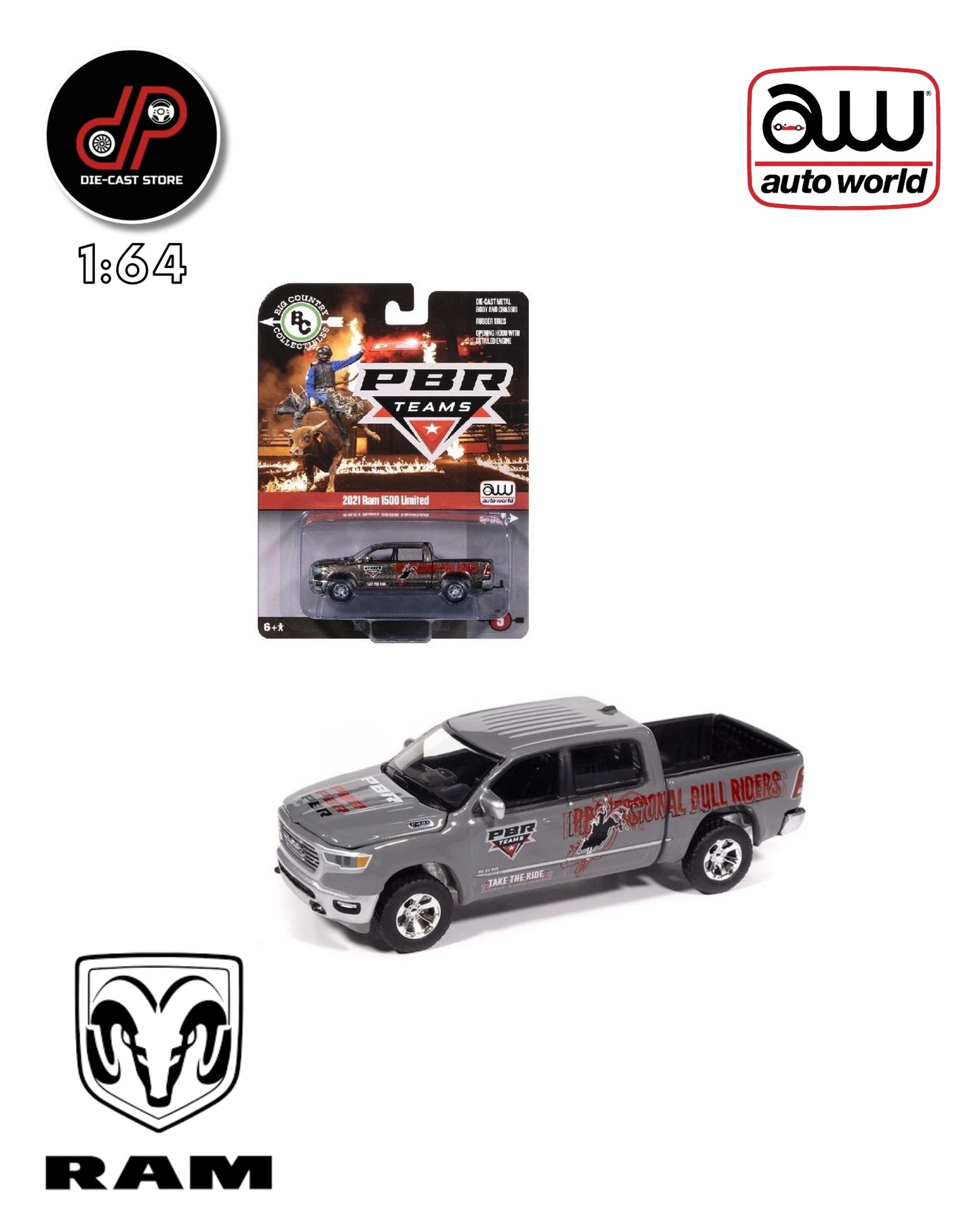 AUTO WORLD 2021 RAM 1500 LIMITED PBR TEAMS BLACK/GREY