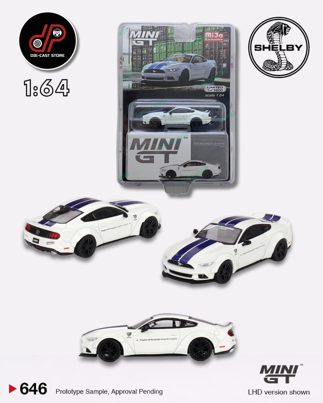 MGT00646 Ford Mustang GT LB-WORKS – White (Preorder) MINI GT