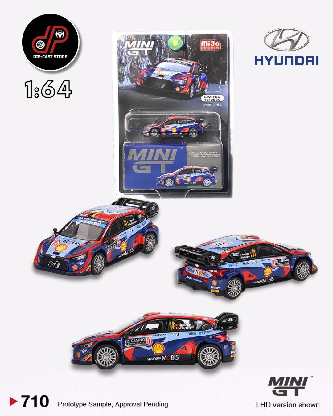 MGT00710 HYUNDAI I20 N RALLY1 HYBRID #11 2023 RALLY MONTE CARLO 3RD PLACE