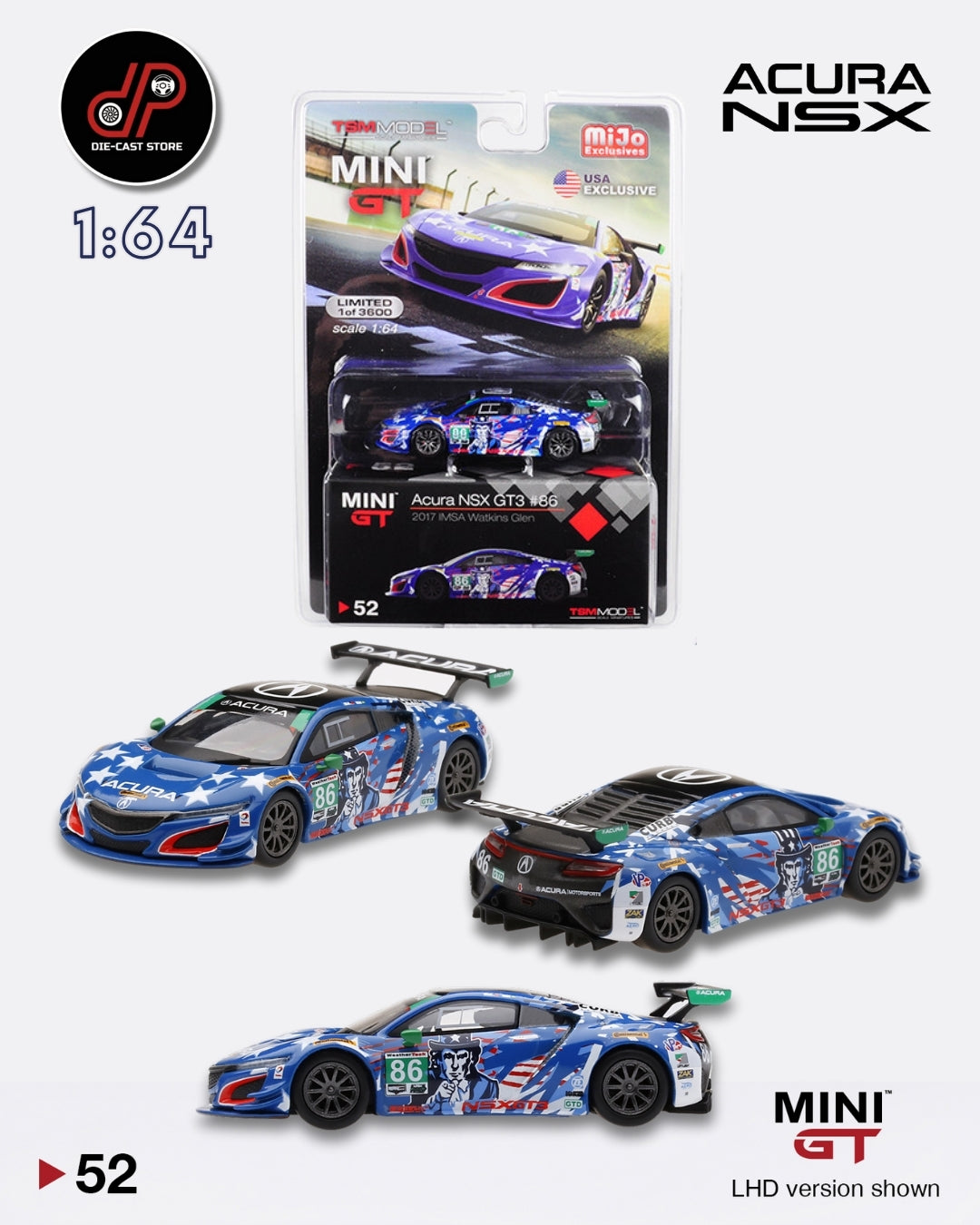 MGT00052 ACURA NSX GT3 #86 "UNCLE SAM" 2017 IMSA WATKINS GLEN