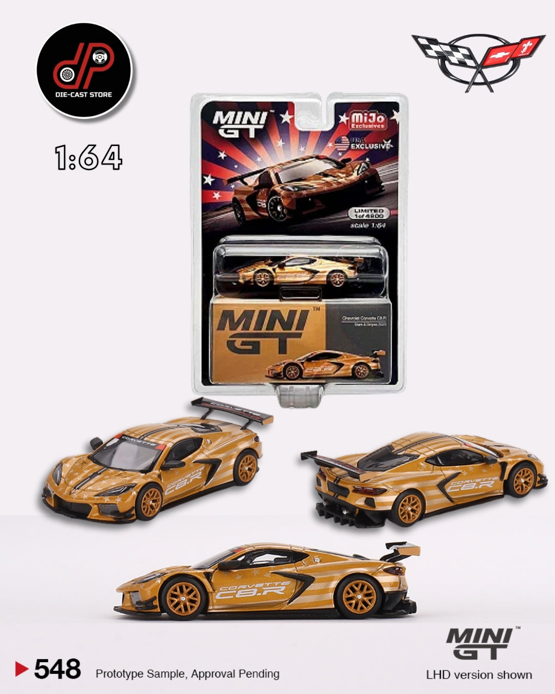 MGT00548 CHEVY CORVETTE C8R STARS STRIPE MINI GT