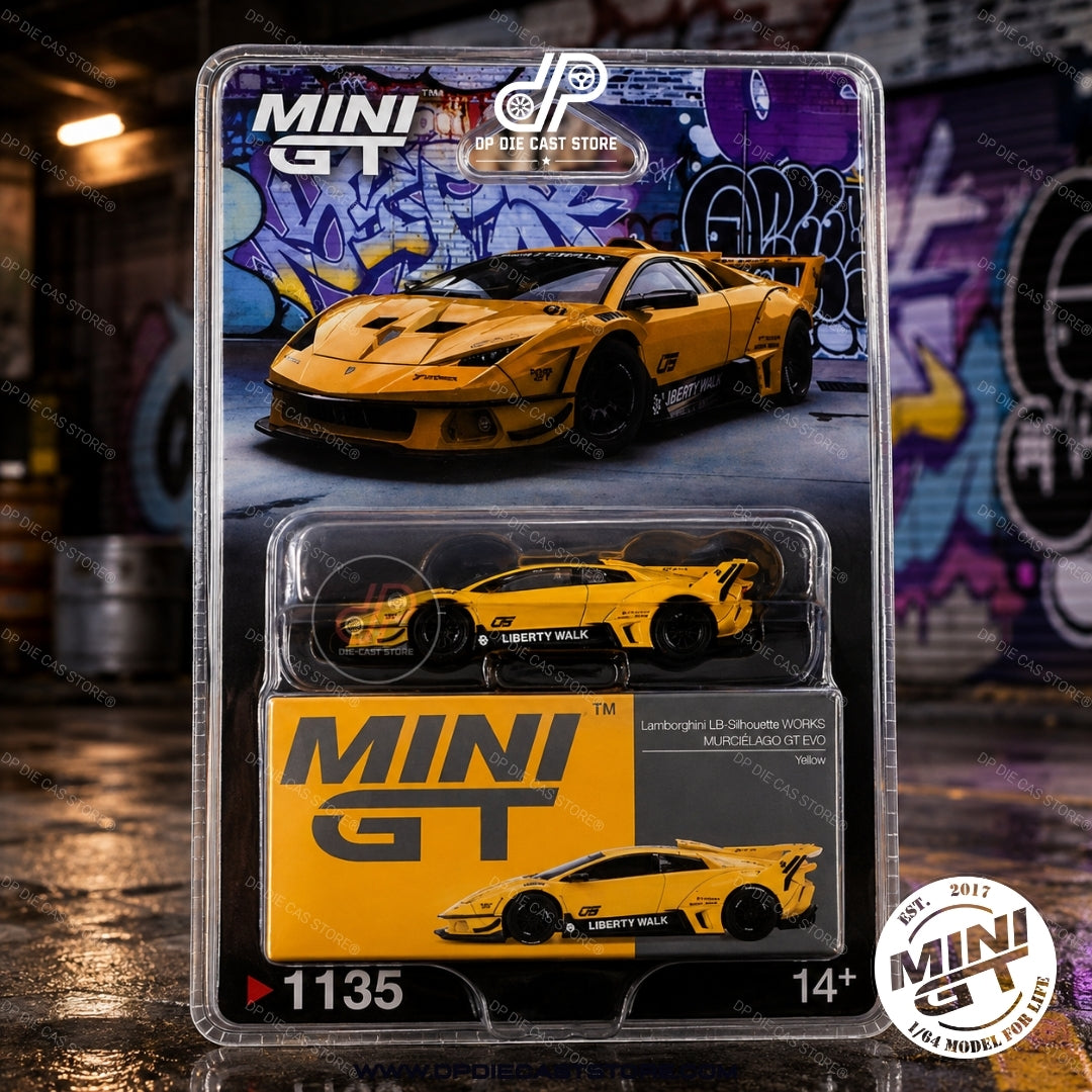 *MGT01135 1:64 LB-Silhouette WORKS MURCIELAGO GT Evo Yellow