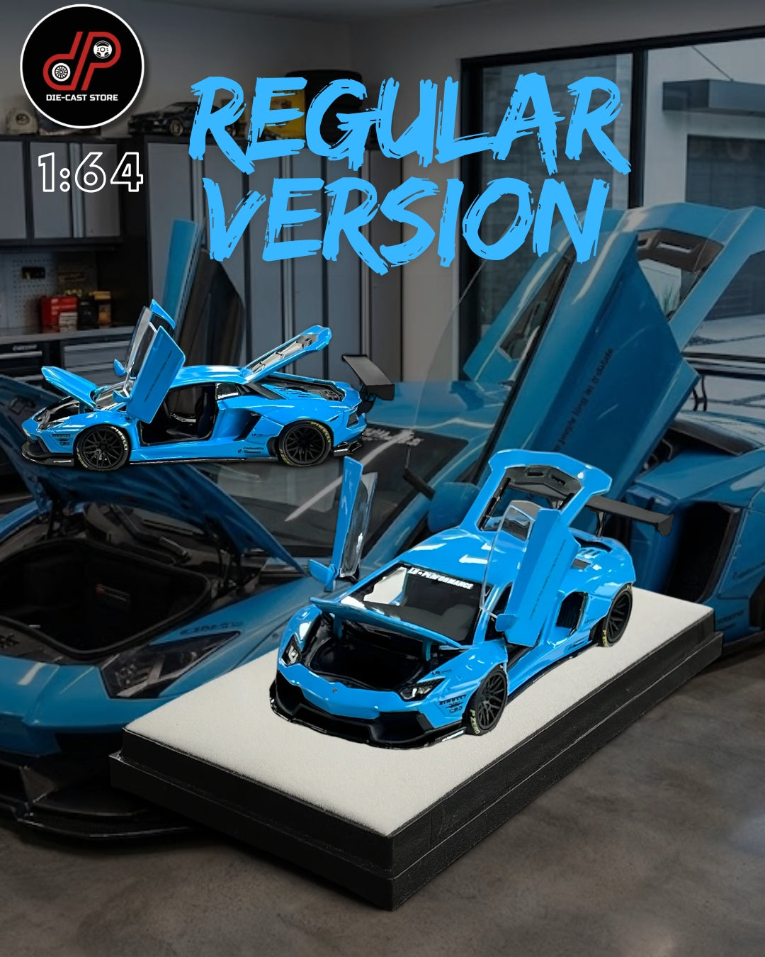 PGM 1:64 LBWK LAMBORGHINI AVENTADOR LP700-4 BLUE PGM-640413 (2 VERSIONS)