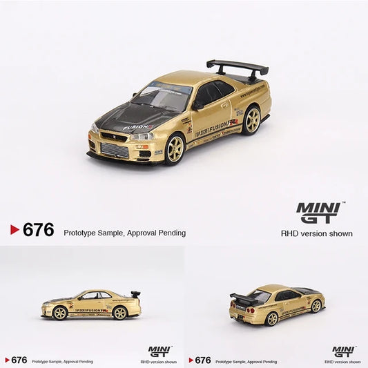 Mini GT #676 Nissan Skyline GT-R (R34) Top Secret Top Secret Gold