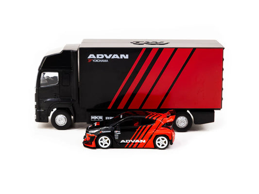 Tarmac Works 1/64 Pandem Yaris ADVAN with Plastic Truck Packaging - HOBBY64