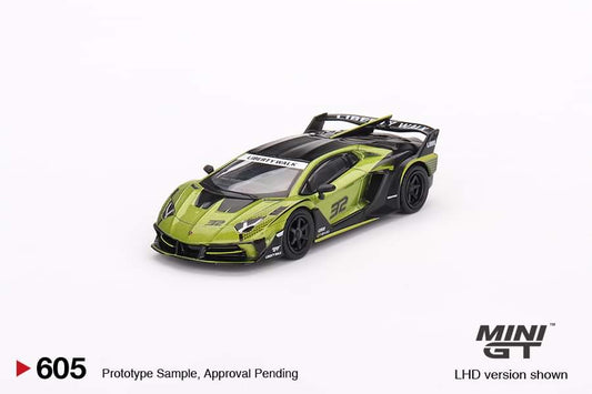 #605 LB-Silhouette WORKS Lamborghini Aventador GT EVO Lime MINI GT