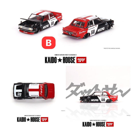 Kaido House x MINI GT 100 Fairlady 101 Greddy tent 102 Datsun 510 103 R34