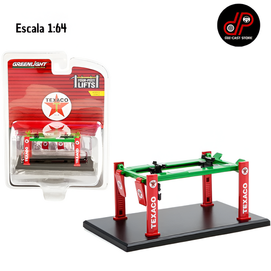 Adjustable Four-Post Lift "Texaco" Red and Green "Four-Post Lifts" Series 2 1/64 GreenLight