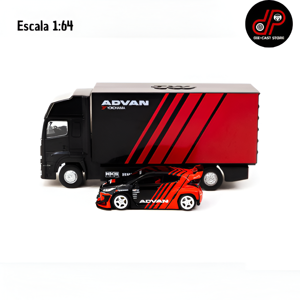 Tarmac Works 1/64 Pandem Yaris ADVAN with Plastic Truck Packaging - HOBBY64